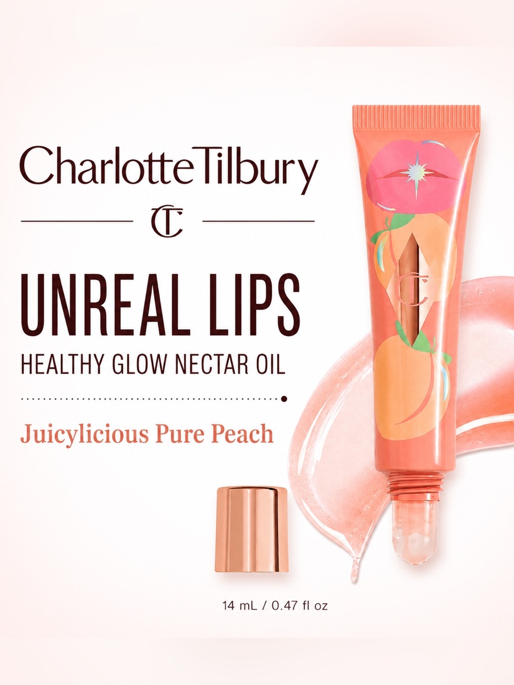 NEW Charlotte Tilbury Unreal Lips Healthy GlowNectar Oil/Juicylicious Pure Peach